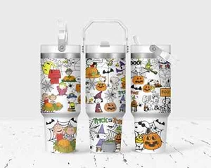 Halloween Pumpkin Gang 30 oz Flip Top Tumbler, Personalized Gift - Picture 1 of 4