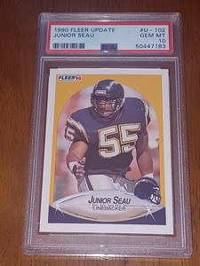 JUNIOR SEAU 1990 FLEER UPDATE #U102 HOF ROOKIE FOOTBALL CARD PSA 10