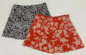 2x Ladies size 10 Red And Black DOTTI Floral A Line Skirts *NEW* RRP $59.90 - Picture 1 of 5
