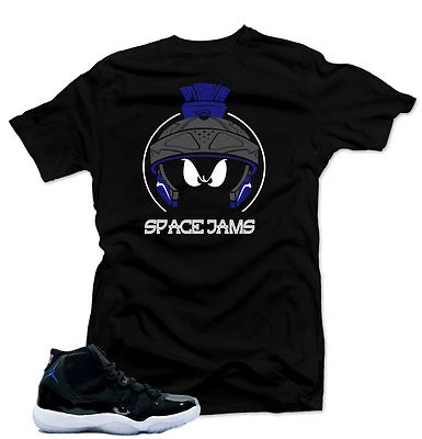 Shirt to match Jordan retro 11 Space Jam Sneakers "Marvin XI" Black Tee