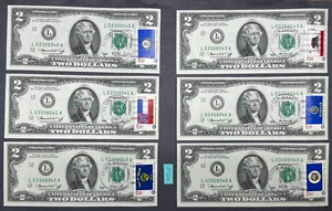 Lote de (6) SEIS SECUENCIALES UNC 1976 Primer Día de Emisión Dos Dólares Billetes de $2 #76A - Imagen 1 de 7