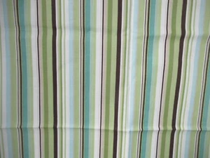 Tela de algodón vintage multicolor JO-ANN a rayas verdes, marrones 1 yarda x 44" con nueva - Imagen 1 de 6