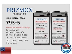 2-Pack 793-5 Red Fluorescent Ink Cartridge Replacement for Pitney Bowes 793-5 - Picture 1 of 5