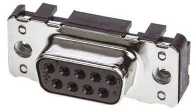 1 x Harting 9 Way Through Hole PCB D-sub Connector Socket, 2.74mm Pitch, with M3 - Image 1 of 2