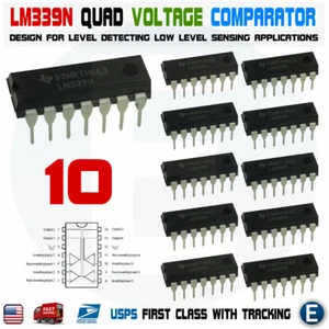 10pcs IC LM339 LM339N DIP-14 LOW POWER Quad Voltage Comparator USA seller - Picture 1 of 1