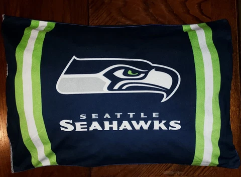 Seattle Seahawks NFL Plush Logo Bed Pillows Blue / Green 20" x 26" Cover