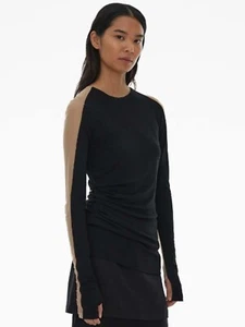 Helmut Lang Sheer Sleeve Top Black Mesh Size Small - Picture 1 of 9