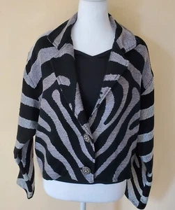 Painted Pony Tapestry Black & Silver Sweater/Jacket Size Large Vintage - Picture 1 of 12