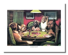 Dogs Playing Poker at Table #4 A Bold Bluff Wall Picture 8x10 Art Print