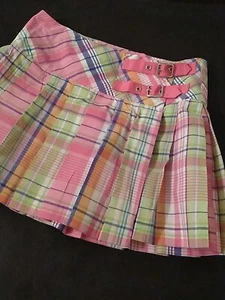 RALPH LAUREN Girls Wrap Skirt Size 8 Pink Multicolor Plaid Pleated - Picture 1 of 12
