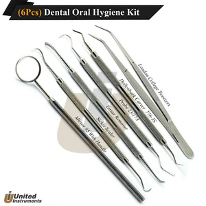 Dental Mundhygiene Set Zahnsteinentferner Tiefenreinigung Sichelschaber Spiegelgriff - Bild 1 von 7