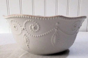Lenox French Perle All Purpose Bowl Bead Scroll Scalloped Cereal Cream White 6½" - Picture 1 of 15