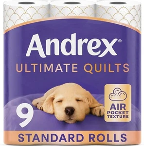 Andrex Ultimate Quilts Toilet Paper 9 Rolls, Soft & Thick, Air Pocket, FSC Certi - Picture 1 of 4