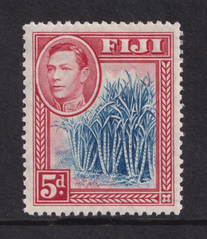 Fiji KGVI 1938 5d Blue Scarlet Sugar Cane SG258 Mint MH Cover