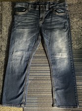 SEVEN7 MEN'S STRAIGHT FIT BLUE JEANS SIZE 40”x30” FLAP POCKETS EUC**