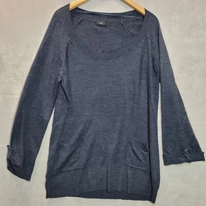 F&F Short Shift Dress Women Size 14 Navy Knit Long Sleeve - Picture 1 of 10