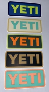 Lot of 5 Authentic YETI Vinyl Sticker Decals Cups Ice Chests Bote Paddle boards - Picture 1 of 2