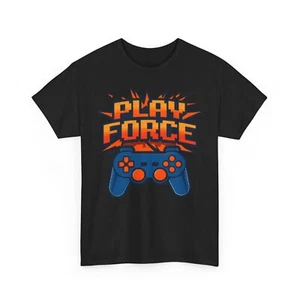 Gamer Play Force Unisex Cotton Tee Video Game Controller Fun Shirt Gamer Gift - Picture 1 of 8