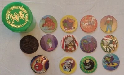 Lot Of 13  Vintage POGS w/Canister - Image 1 of 4