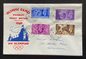 KGVI 1948 OLYMPIC GAMES ILLUSTRATED FDC ABERDEEN CDS c £50 + - Imagen 1 de 2