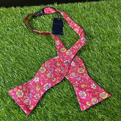 Cremieux Floral Bow Tie Silk Adjustable Neck Pink Mens NWT - Image 1 of 4