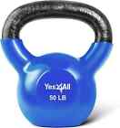 Yes4All Vinyl Coated Cast Iron Kettlebell, 5 lbs 35 50 Pound Weights Workout New