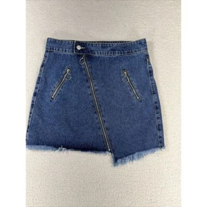 NUEVO CON ETIQUETAS Falda vaquera Momokrom On The Down baja para mujer talla 12 azul con dobladillo deshilachado - Imagen 1 de 8