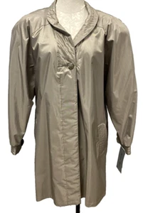 New British Mist Vintage Women's Trench Rain Coat Metallic Tan Size 18 - Picture 1 of 7