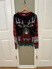 Ugly Christmas Sweater Let it Glow Size Medium Acrylic Sweater Deer  Lights