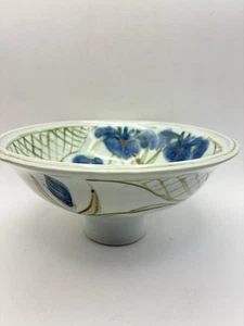 Studio Pottery Hand Decorated Bowl ? Rice Bowl On Pedestal - Picture 1 of 17