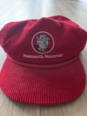 РЕДКАЯ винтажная красная вельветовая бейсболка Mammoth Mountain Ski Resort нашивка винтажная - Изображение 1 из 4