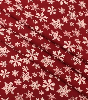 2  YDS UNCUT SUPER SNUGGLE FLANNEL FABRIC SNOWFLAKES ON RED JOANN NEW CHRISTMAS - Image 1 of 2