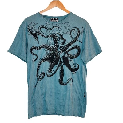 Sure Design Mens Graphic Octopus Shark T Shirt Size M Ocean Grunge Artsy - Image 1 of 4