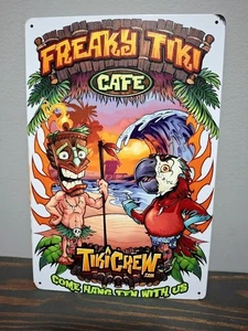 Letrero de metal Freaky Tiki Café 12 x 8 pulgadas - Imagen 1 de 5