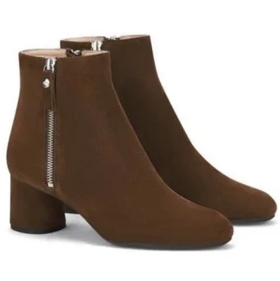 NWD $485 AGL Phillipa Botas de Gamuza Marrón Coñac Cremallera Tacón Bloque Talla 37.5/US 7.5 Foto 1 de 4