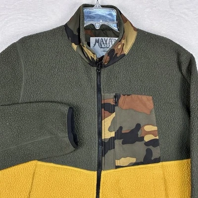 Chaqueta polar Herschel Supply de colección cremallera completa para hombre M camuflaje bloques de color verde amarillo Foto 1 de 4