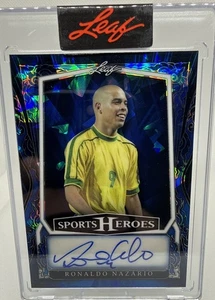 2025 Leaf Sports Heroes Ronaldo Nazario Autograph Blue Crystal  #1/4 Brazil - Picture 1 of 16