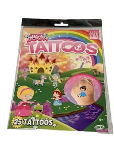 temporäre Tattoos Kinder 25 Geschichtenbuch Märchenschwanz Prinzessin - Bild 1 von 2