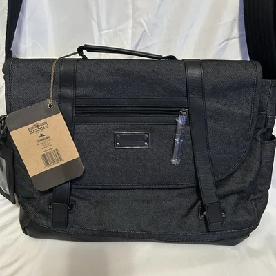 Renwick Messenger Bag RFID Leather Trim Laptop Multi Compartment Travel NWT - Image 1 of 4