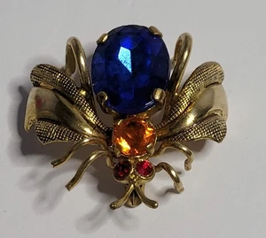 Czech Bug Brooch glass stones multicolor vintage - Picture 1 of 5