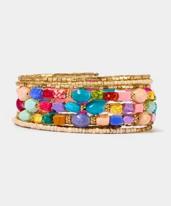Joe Browns Women's Colourful Beaded Spiral Bangle, Gold, One Size - Picture 1 of 3