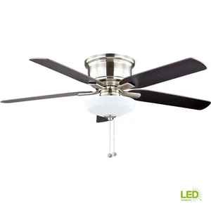 Hampton Bay Holly Springs 52" LED Indoor Brushed Nickel Ceiling Fan w/ Light Kit - Picture 1 of 12
