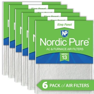 Nordic Pure 12x24x 1/2 Half Inch Ring Panel MERV 13 Furnace Air Filters 6 Pack - Picture 1 of 6