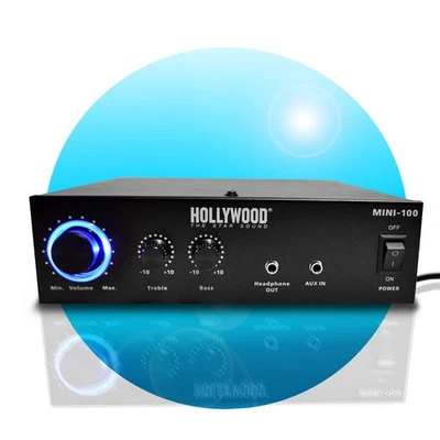 HiFi Verstärker HOLLYWOOD "Mini-100" Amplifier Audio Stereo Cinch AUX DJ PA - Bild 1 von 3