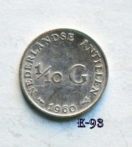 1960 Netherlands Antilles 1/10 Gulden Silver (E93) FREE SHIPPING - Bild 1 von 2
