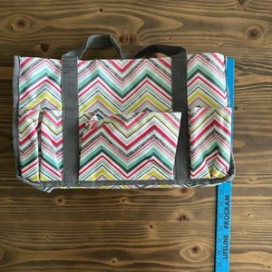 Borsa tote Thirty-One multicolore Chevron bordo grigio grande da trasportare - usata - Foto 1 di 4