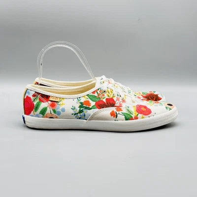 Keds Shoes Womens 8.5 White Floral Canvas Rifle Paper Co Low Top Lace Up Sneaker - Image 1 of 4