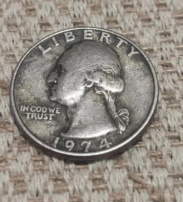 Washington Quarter 1974 sin marca de ceca raro Foto 1 de 2