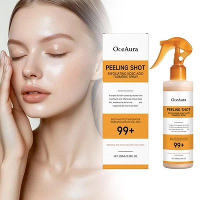 PEELING SHOT EXFOLIATING KOJIC ACID TURMERIC SPRAY 100ml/3.4OZ DULL SKIN P8D8 - Image 1 of 4