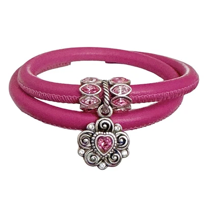 Pulsera BRIGHTON Rosa Woodstock Corazón Rosa Piedra Natal Dije y Cuentas Navette Nueva con Etiquetas Foto 1 de 3